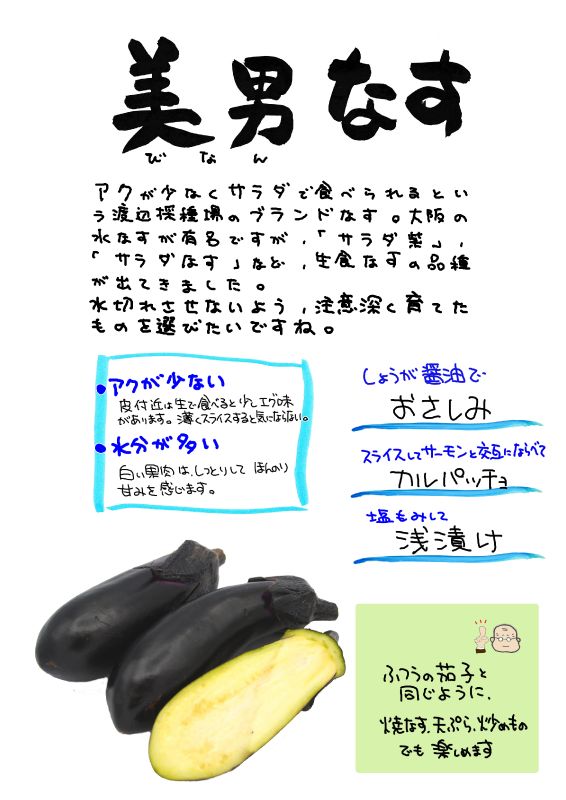 美男なす｜心にチクっとささるワードで作る「ちくわPOP（ちくわぽっぷ）」｜農産物直売所やスーパーの青果売り場の活性化に！農に特化したPOPが無料!!