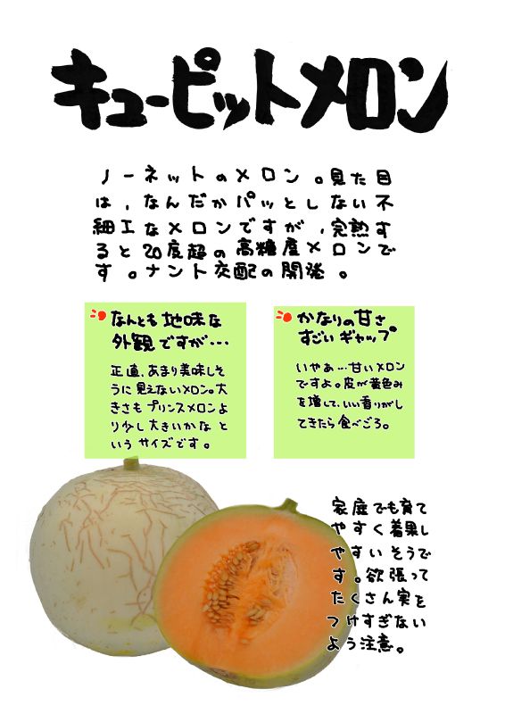 キューピットメロン｜心にチクっとささるワードで作る「ちくわPOP（ちくわぽっぷ）」｜農産物直売所やスーパーの青果売り場の活性化に！農に特化したPOPが無料!!