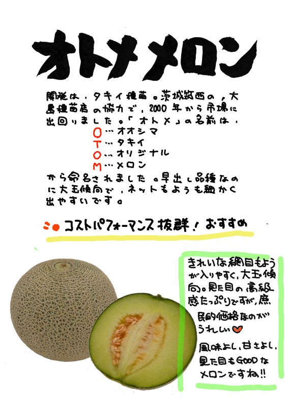 オトメメロン｜心にチクっとささるワードで作る「ちくわPOP（ちくわぽっぷ）」｜農産物直売所やスーパーの青果売り場の活性化に！農に特化したPOPが無料!!