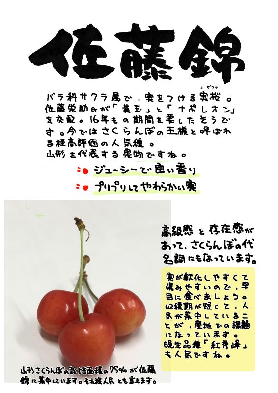 佐藤錦｜心にチクっとささるワードで作る「ちくわPOP（ちくわぽっぷ）」｜農産物直売所やスーパーの青果売り場の活性化に！農に特化したPOPが無料!!