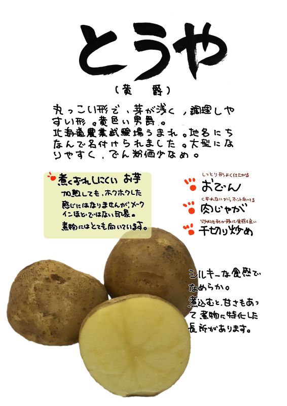 とうや　洞爺　じゃがいも｜心にチクっとささるワードで作る「ちくわPOP（ちくわぽっぷ）」｜農産物直売所やスーパーの青果売り場の活性化に！農に特化したPOPが無料!!