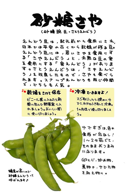 砂糖さや｜心にチクっとささるワードで作る「ちくわPOP（ちくわぽっぷ）」｜農産物直売所やスーパーの青果売り場の活性化に！農に特化したPOPが無料!!