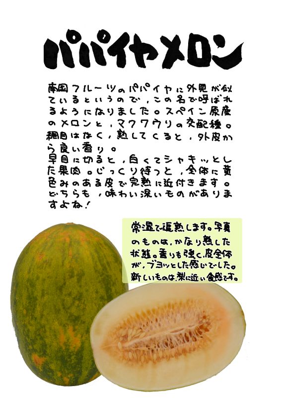 パパイヤメロン｜心にチクっとささるワードで作る「ちくわPOP（ちくわぽっぷ）」｜農産物直売所やスーパーの青果売り場の活性化に！農に特化したPOPが無料!!