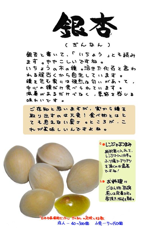 ぎんなん　銀杏｜心にチクっとささるワードで作る「ちくわPOP（ちくわぽっぷ）」｜農産物直売所やスーパーの青果売り場の活性化に！農に特化したPOPが無料!!