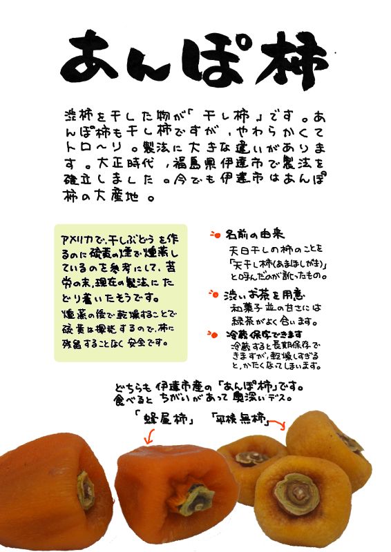 あんぽ柿｜心にチクっとささるワードで作る「ちくわPOP（ちくわぽっぷ）」｜農産物直売所やスーパーの青果売り場の活性化に！農に特化したPOPが無料!!