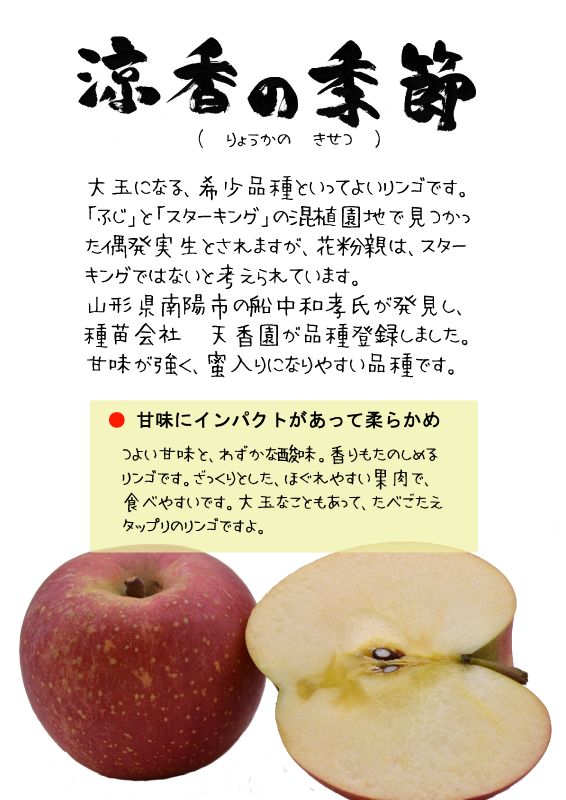 涼香の季節　りょうかのきせつ　赤リンゴ｜心にチクっとささるワードで作る「ちくわPOP（ちくわぽっぷ）」｜農産物直売所やスーパーの青果売り場の活性化に！農に特化したPOPが無料!!