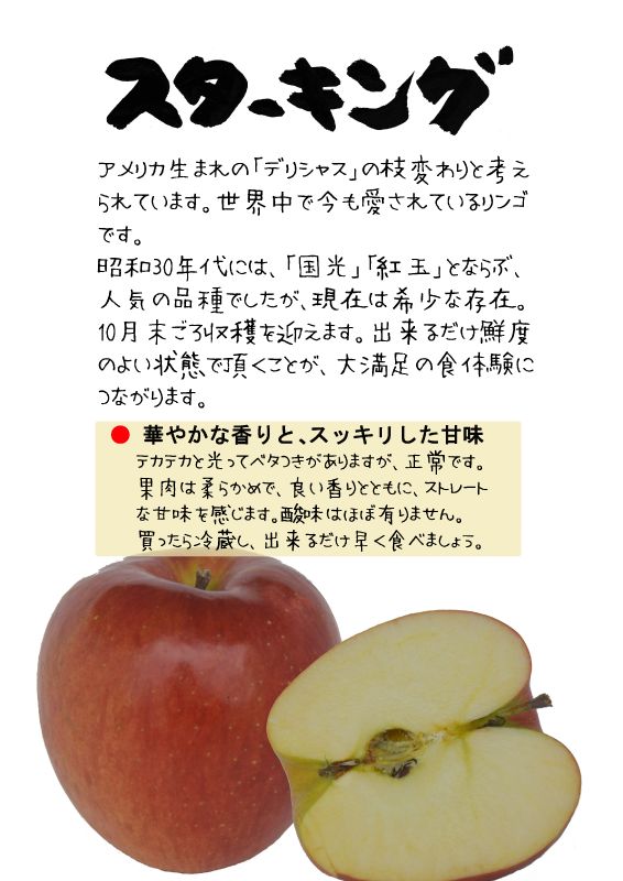 スターキングデリシャス　スターキング赤りんごTX｜心にチクっとささるワードで作る「ちくわPOP（ちくわぽっぷ）」｜農産物直売所やスーパーの青果売り場の活性化に！農に特化したPOPが無料!!