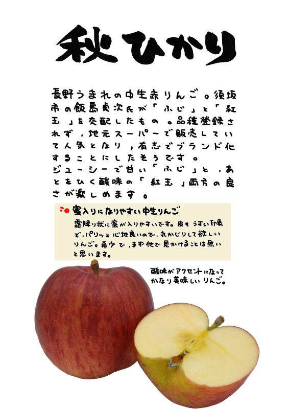 秋ひかり　赤りんご｜心にチクっとささるワードで作る「ちくわPOP（ちくわぽっぷ）」｜農産物直売所やスーパーの青果売り場の活性化に！農に特化したPOPが無料!!