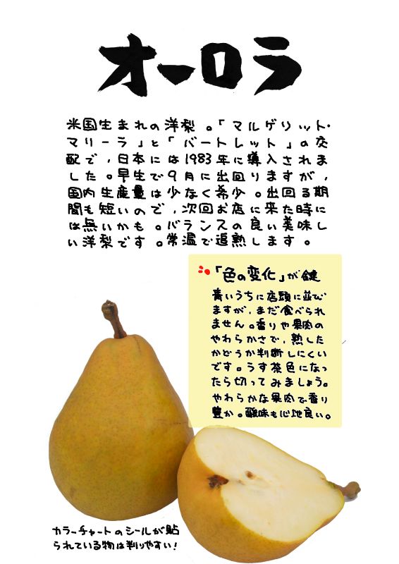 オーロラ　洋梨｜心にチクっとささるワードで作る「ちくわPOP（ちくわぽっぷ）」｜農産物直売所やスーパーの青果売り場の活性化に！農に特化したPOPが無料!!