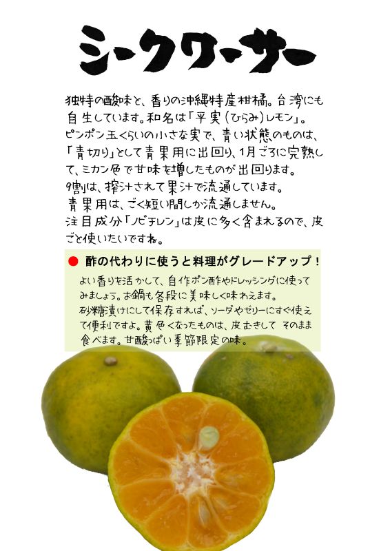 シークワーサー　平実檸檬　TX｜心にチクっとささるワードで作る「ちくわPOP（ちくわぽっぷ）」｜農産物直売所やスーパーの青果売り場の活性化に！農に特化したPOPが無料!!