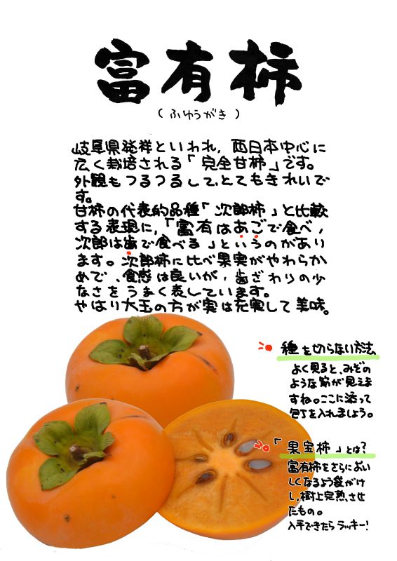 ふゆうがき　富有柿｜心にチクっとささるワードで作る「ちくわPOP（ちくわぽっぷ）」｜農産物直売所やスーパーの青果売り場の活性化に！農に特化したPOPが無料!!