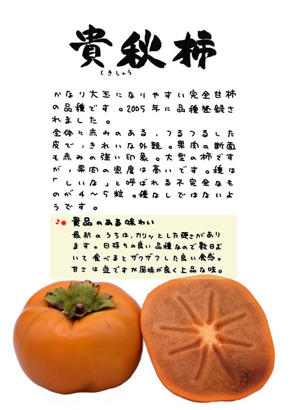 貴秋柿　きしゅう　｜心にチクっとささるワードで作る「ちくわPOP（ちくわぽっぷ）」｜農産物直売所やスーパーの青果売り場の活性化に！農に特化したPOPが無料!!