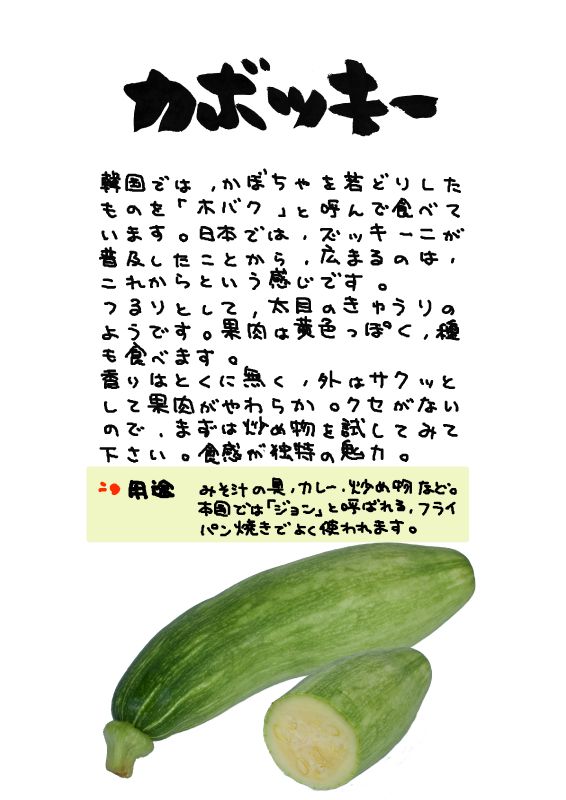 カボッキー　korean pumpkin｜心にチクっとささるワードで作る「ちくわPOP（ちくわぽっぷ）」｜農産物直売所やスーパーの青果売り場の活性化に！農に特化したPOPが無料!!