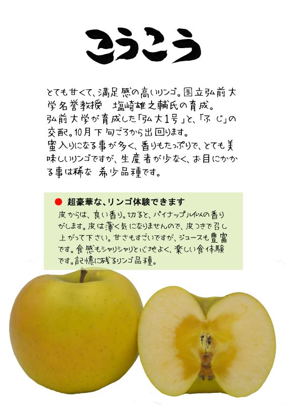 こうこう　黄りんご　弘黄　TX｜心にチクっとささるワードで作る「ちくわPOP（ちくわぽっぷ）」｜農産物直売所やスーパーの青果売り場の活性化に！農に特化したPOPが無料!!