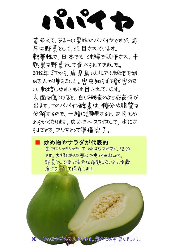 パパイヤ Papaya　papawTX｜心にチクっとささるワードで作る「ちくわPOP（ちくわぽっぷ）」｜農産物直売所やスーパーの青果売り場の活性化に！農に特化したPOPが無料!!
