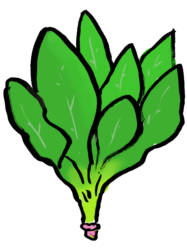 やさい筆イラストほうれんそう法蓮草　西洋種001｜心にチクっとささるワードで作る「ちくわPOP（ちくわぽっぷ）」｜農産物直売所やスーパーの青果売り場の活性化に！農に特化したPOPが無料!!