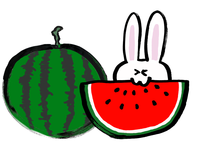 すいかスイカと食べるウサギ｜心にチクっとささるワードで作る「ちくわPOP（ちくわぽっぷ）」｜農産物直売所やスーパーの青果売り場の活性化に！農に特化したPOPが無料!!