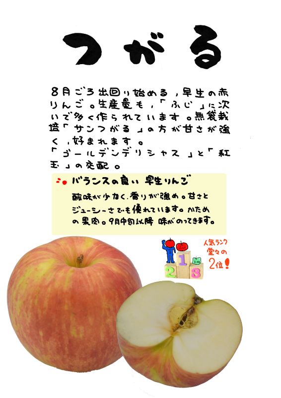 つがる　赤りんご｜心にチクっとささるワードで作る「ちくわPOP（ちくわぽっぷ）」｜農産物直売所やスーパーの青果売り場の活性化に！農に特化したPOPが無料!!