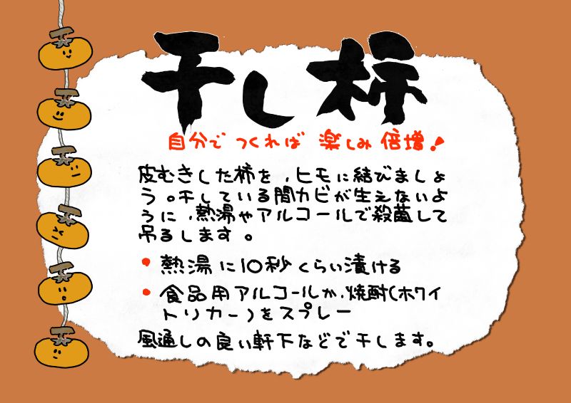 干し柿　つるし柿｜心にチクっとささるワードで作る「ちくわPOP（ちくわぽっぷ）」｜農産物直売所やスーパーの青果売り場の活性化に！農に特化したPOPが無料!!