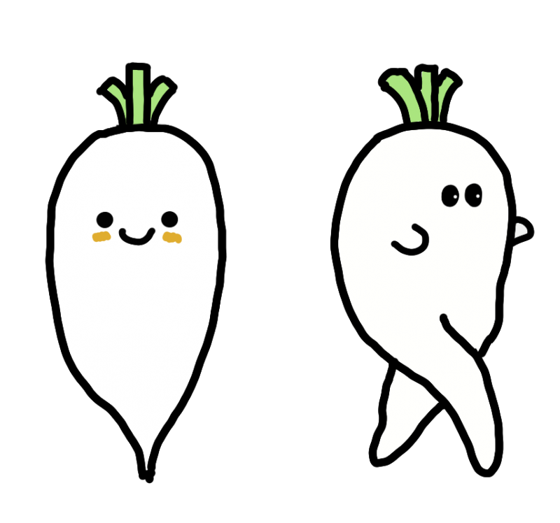 だいこん大根イラスト002｜心にチクっとささるワードで作る「ちくわPOP（ちくわぽっぷ）」｜農産物直売所やスーパーの青果売り場の活性化に！農に特化したPOPが無料!!