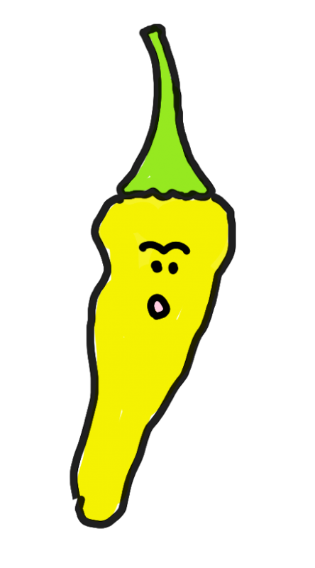 とうがらし唐辛子イラスト黄色｜心にチクっとささるワードで作る「ちくわPOP（ちくわぽっぷ）」｜農産物直売所やスーパーの青果売り場の活性化に！農に特化したPOPが無料!!