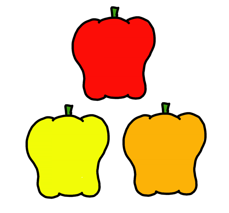 パプリカぱぷりかピーマンイラスト｜心にチクっとささるワードで作る「ちくわPOP（ちくわぽっぷ）」｜農産物直売所やスーパーの青果売り場の活性化に！農に特化したPOPが無料!!