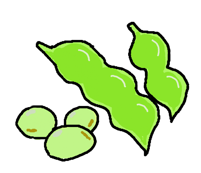 大豆まめマメエダマメ枝豆えだまめイラスト　｜心にチクっとささるワードで作る「ちくわPOP（ちくわぽっぷ）」｜農産物直売所やスーパーの青果売り場の活性化に！農に特化したPOPが無料!!