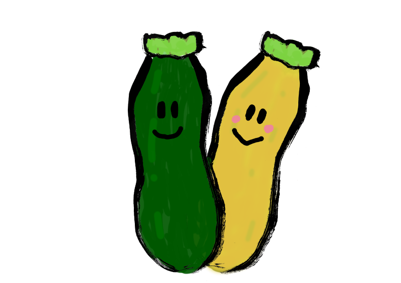 やさい筆イラスト大ズッキーニ　ペア001｜心にチクっとささるワードで作る「ちくわPOP（ちくわぽっぷ）」｜農産物直売所やスーパーの青果売り場の活性化に！農に特化したPOPが無料!!