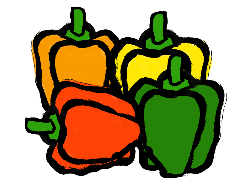 パプリカ　ピーマン　集合｜心にチクっとささるワードで作る「ちくわPOP（ちくわぽっぷ）」｜農産物直売所やスーパーの青果売り場の活性化に！農に特化したPOPが無料!!