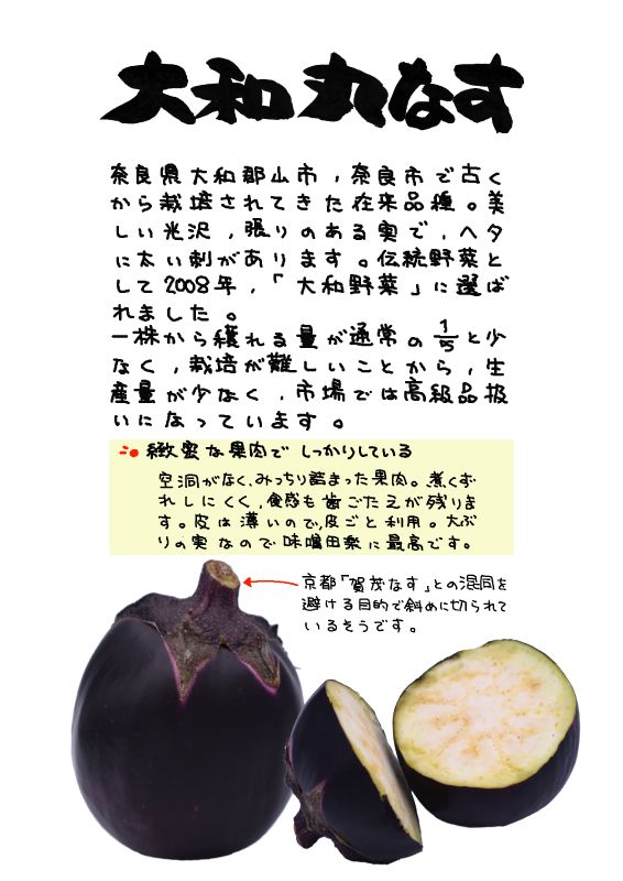 大和丸なす｜心にチクっとささるワードで作る「ちくわPOP（ちくわぽっぷ）」｜農産物直売所やスーパーの青果売り場の活性化に！農に特化したPOPが無料!!